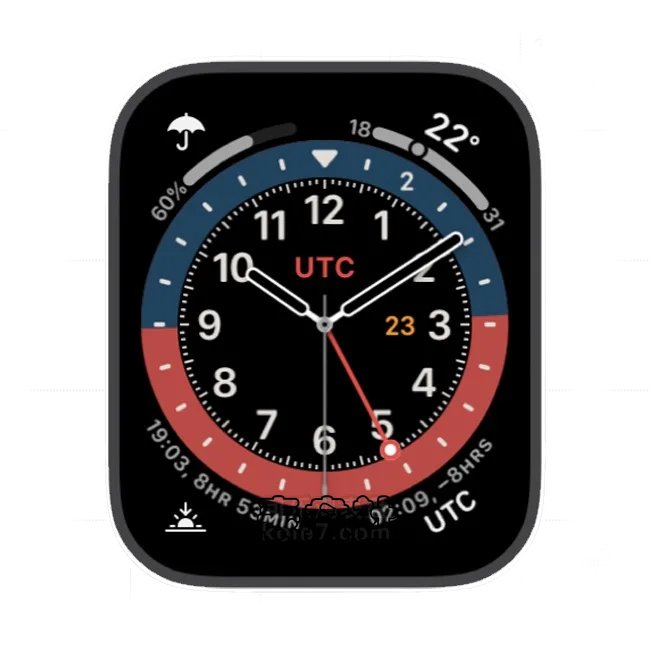 蓝红色圆盘数字生活动态苹果手表iwatch原生系统表盘