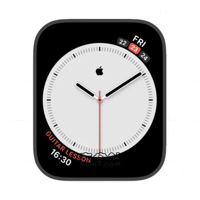 黑白色圆盘苹果标志时针苹果手表iwatch原生系统表盘