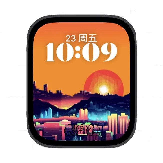AI城市落日苹果手表iwatch壁纸人像表盘