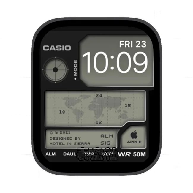 CASIO卡西欧炭灰色小方屏苹果手表iwatch壁纸表盘