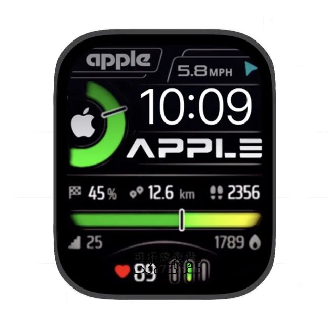 Apple Watch黑绿色单盘式苹果手表iwatch壁纸表盘