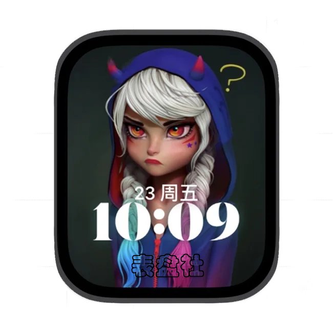 AI辫子女孩苹果手表iwatch壁纸人像表盘