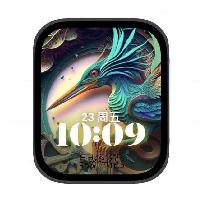 AI浮雕翠鸟苹果手表iwatch壁纸人像表盘