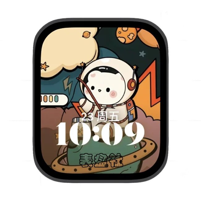 钓星星的可爱太空人苹果手表iwatch壁纸人像表盘