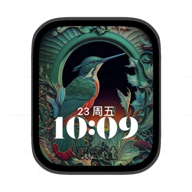 AI浮雕翠鸟苹果手表iwatch壁纸人像表盘