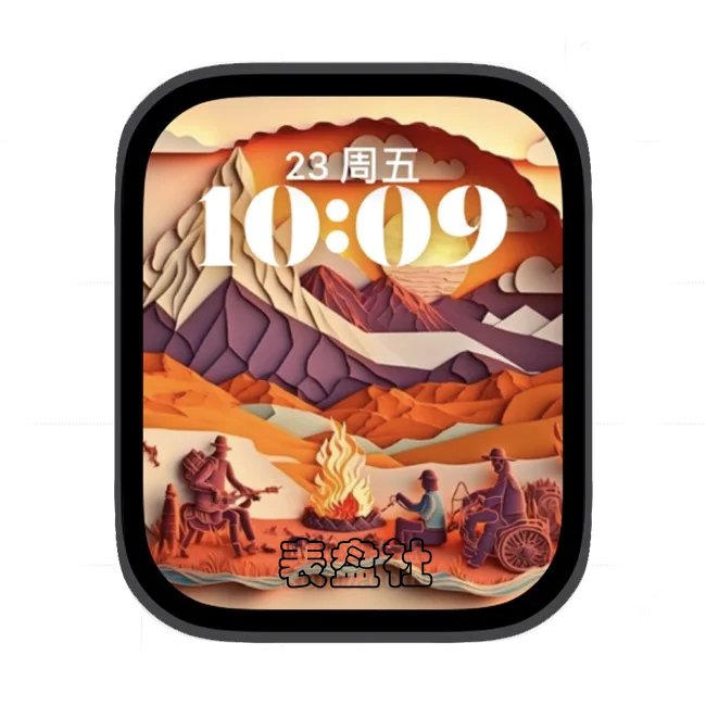 AI原始人落日黄昏苹果手表iwatch壁纸人像表盘