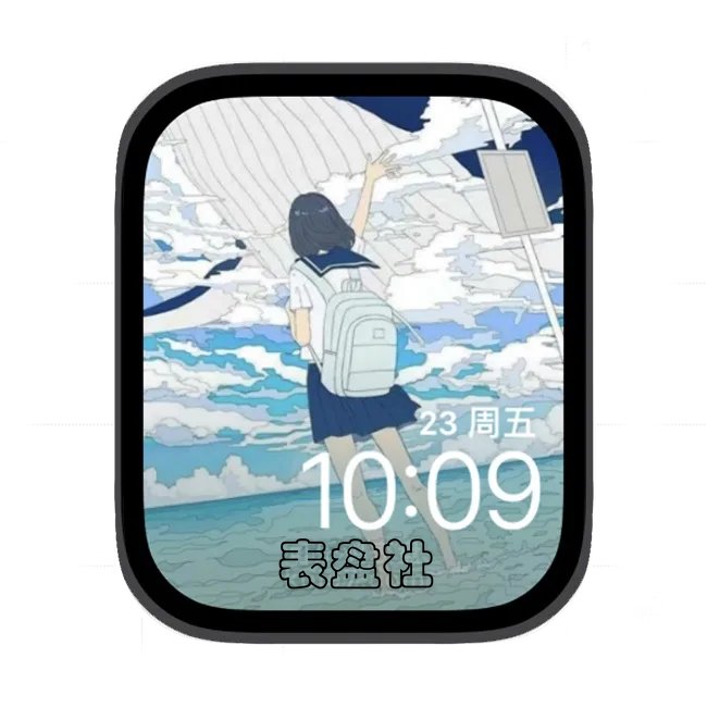 海景卡通女孩苹果手表iwatch壁纸表盘
