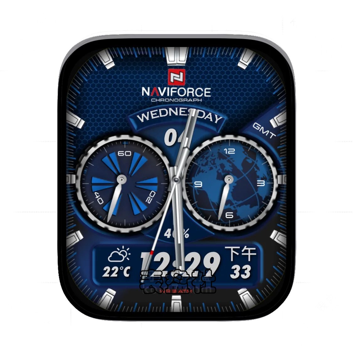 NAVIFORCE领翔双盘式蓝盘简约数字Ultra专用表盘.clock&clock2 74979