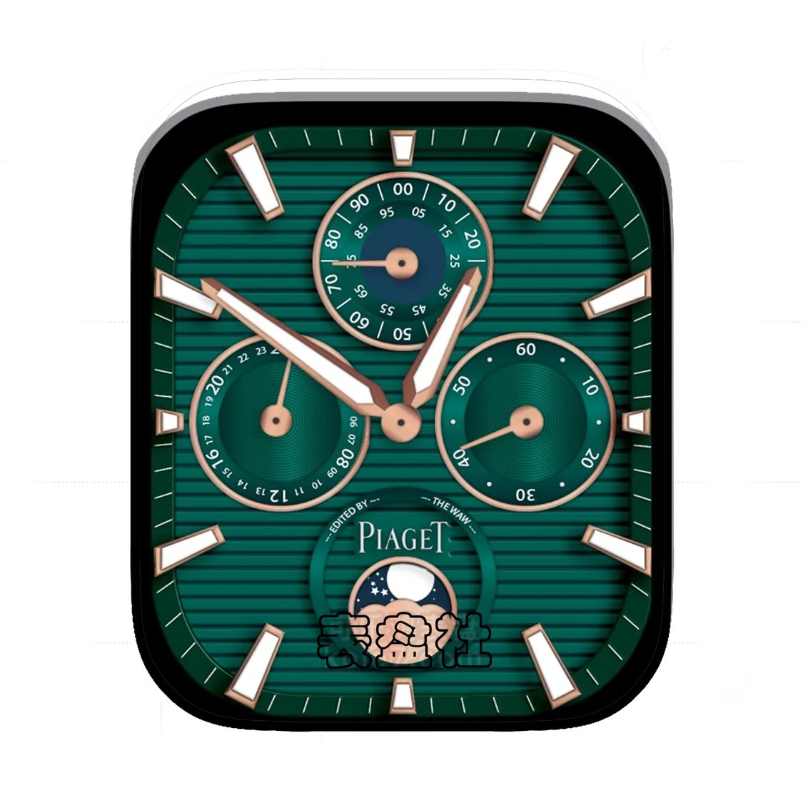 PIAGET伯爵高级墨绿三盘式月相Ultra专用表盘
