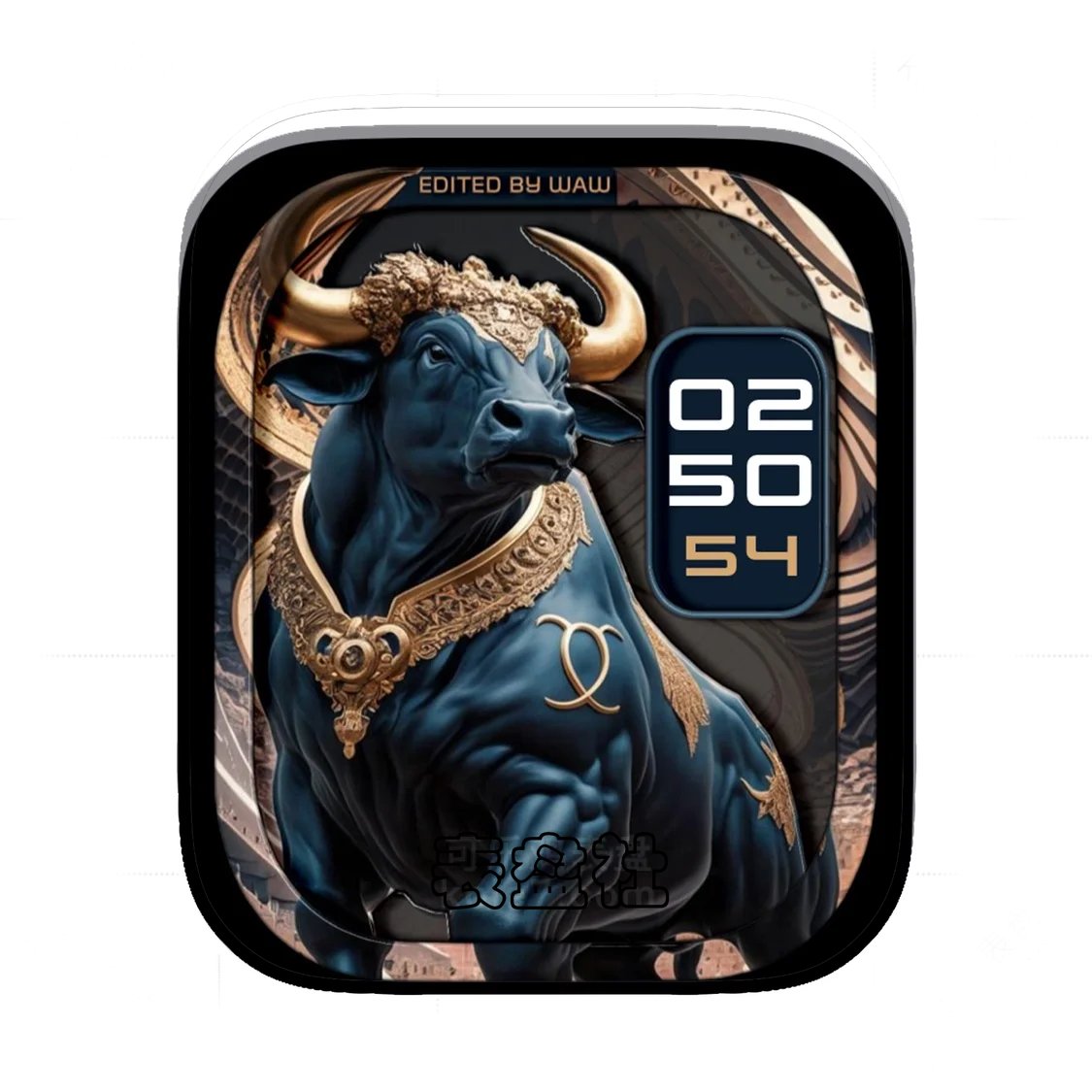 3D公牛金属纹理质感简约数字Ultra专用表盘