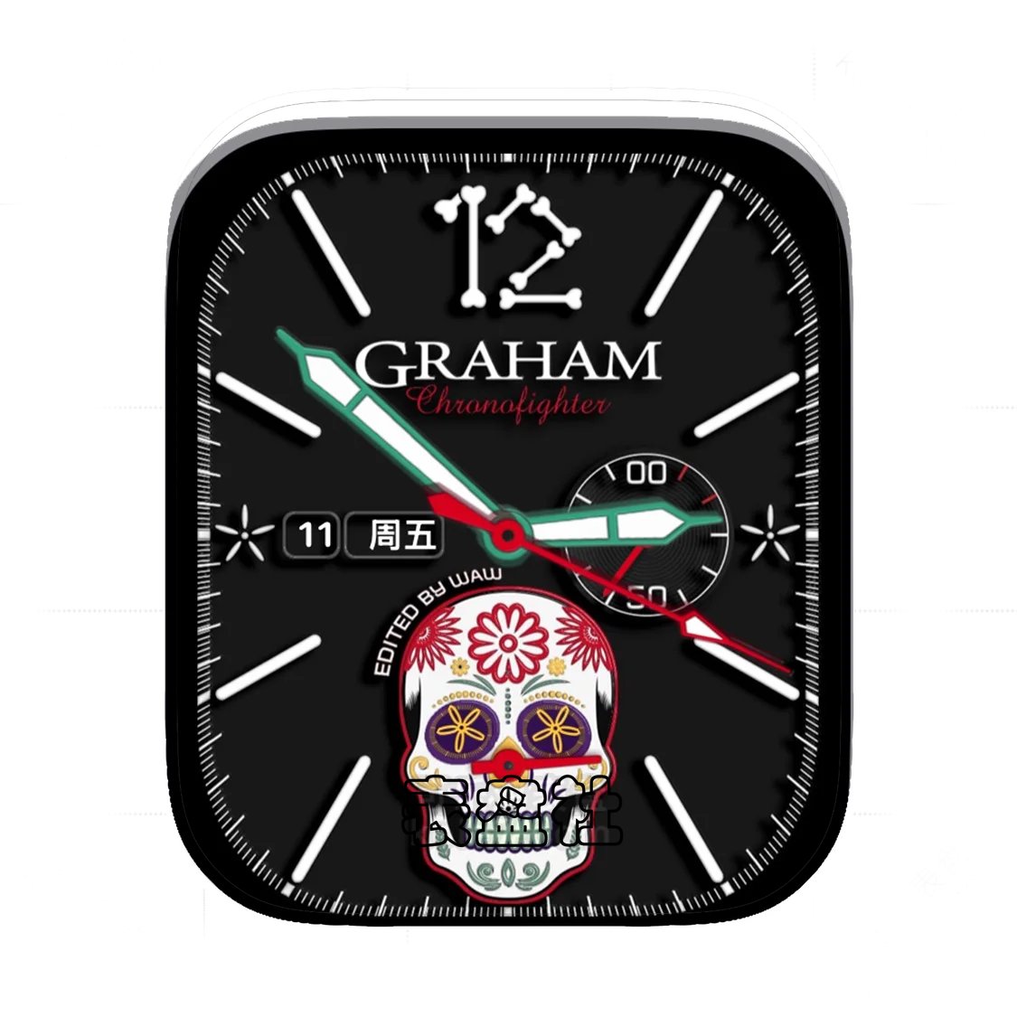 GRAHAM格林汉姆酷黑骷髅头Ultra专用表盘.clock&clock2 77210
