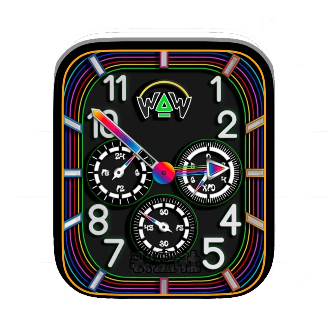 炫酷彩色线条三盘式简约数字Ultra专用表盘