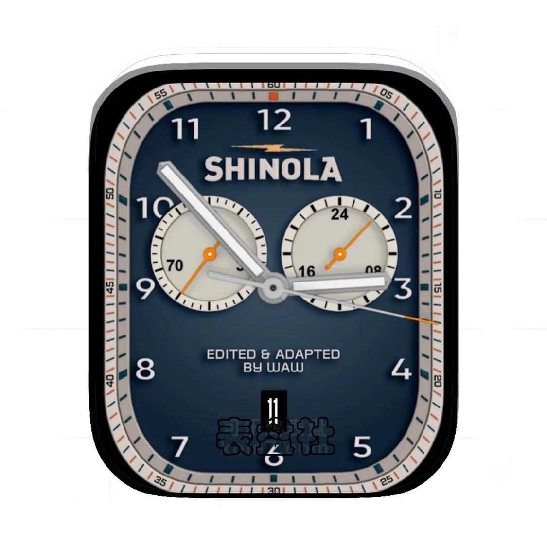 Shinola美国独立制蓝底双盘式简约数字年历Ultra专用表盘