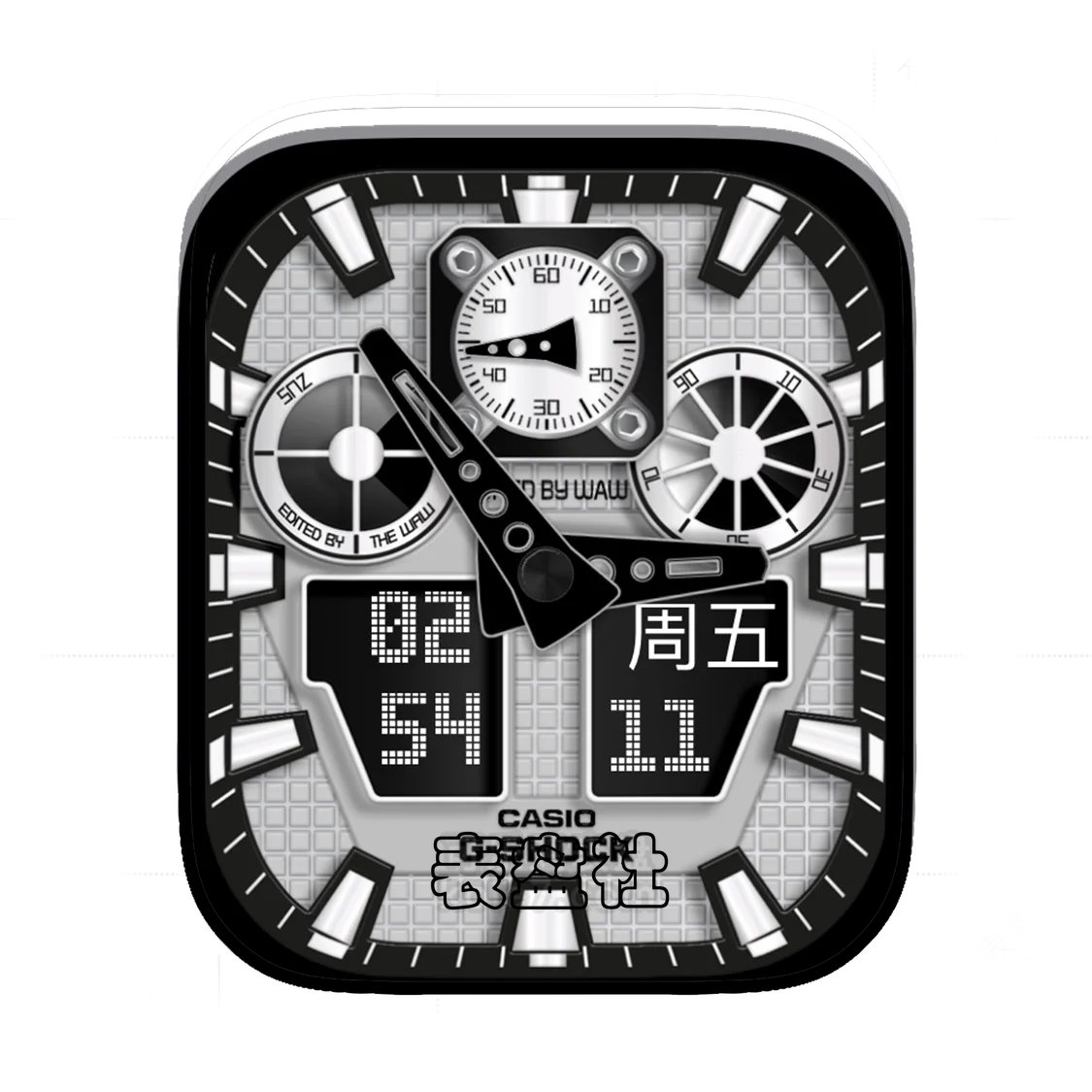 Casio卡西欧灰黑简约数字Ultra专用表盘