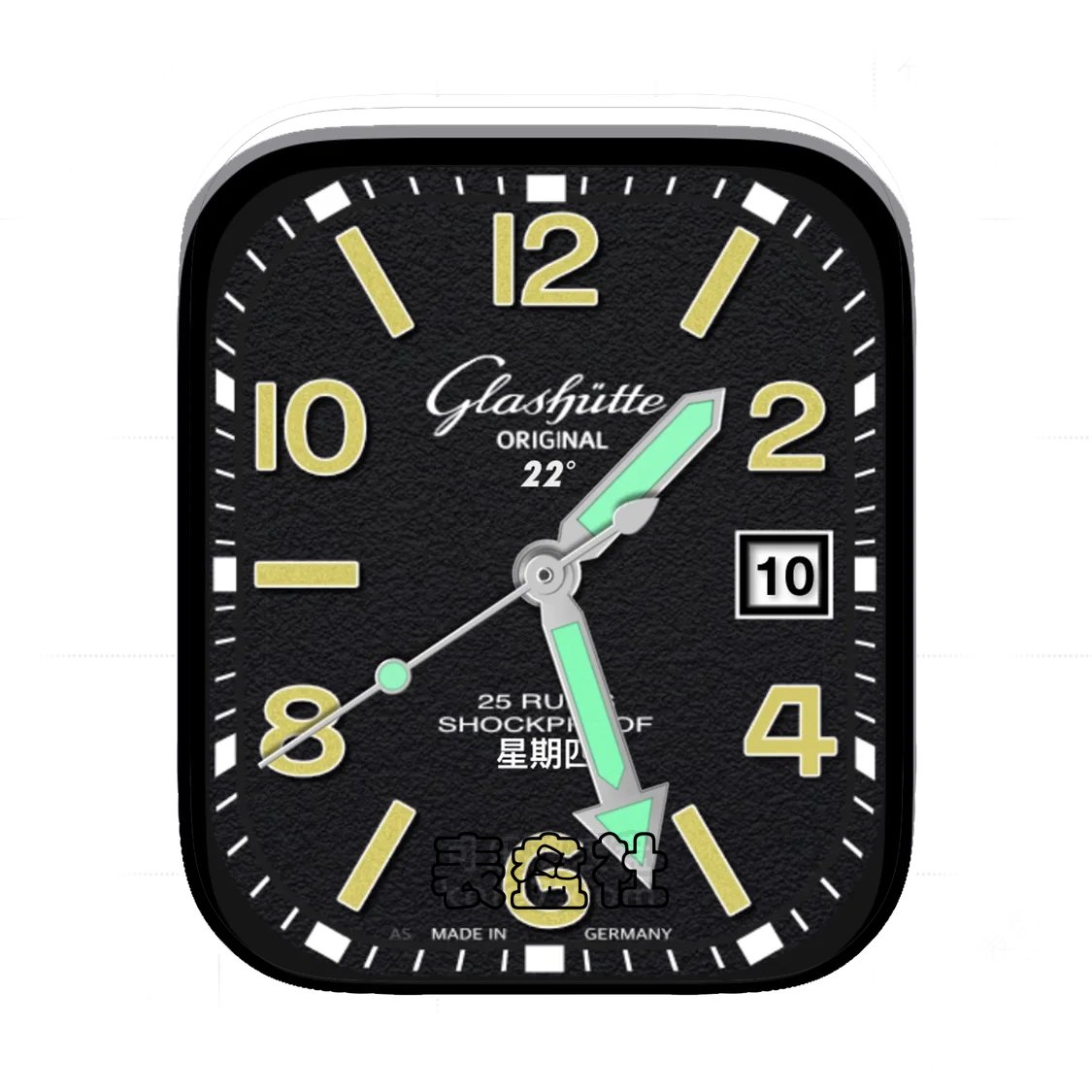 Glashütte格拉苏蒂磨砂黑简约数字年历Ultra专用表盘