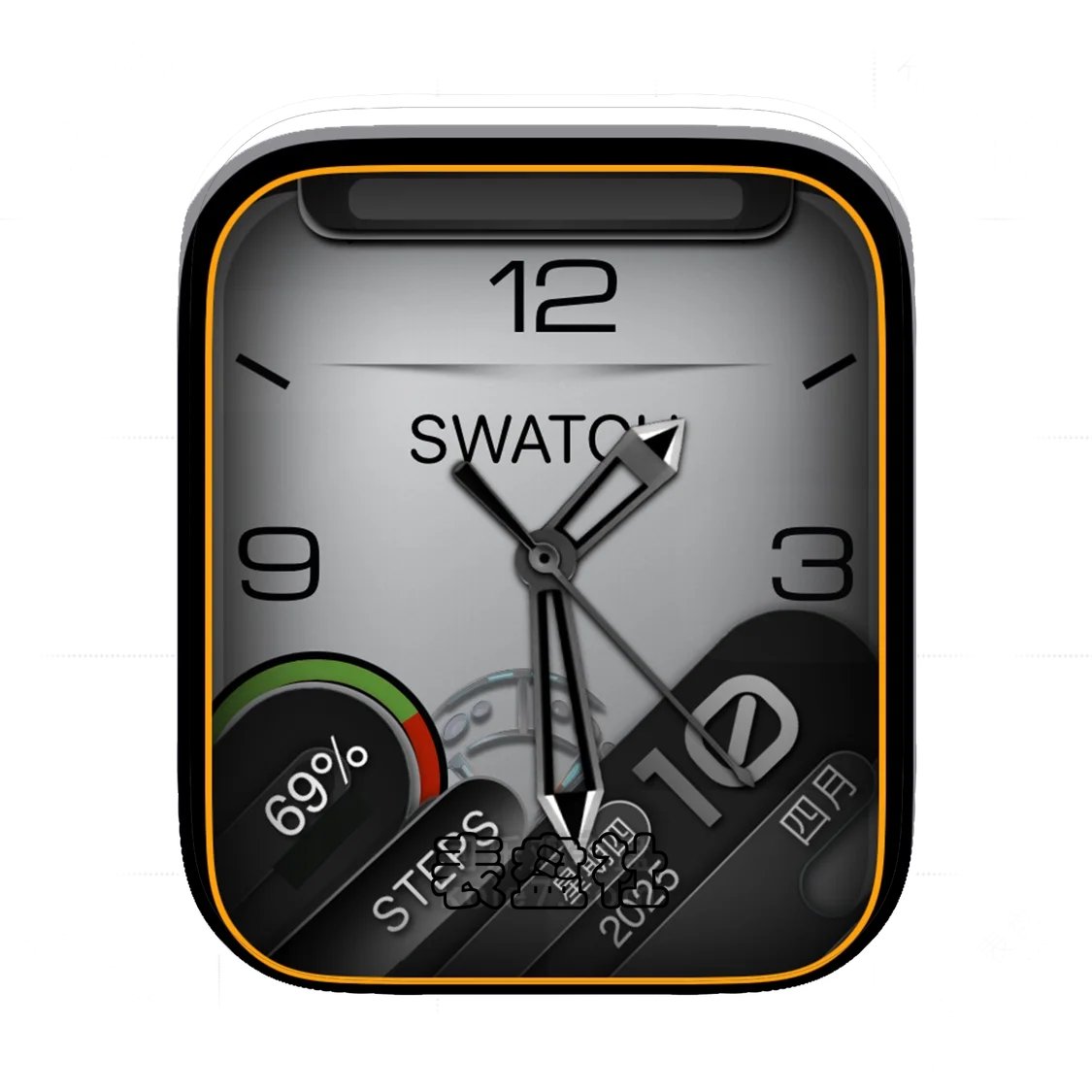 Swatch斯沃琪灰黑简约数字表盘