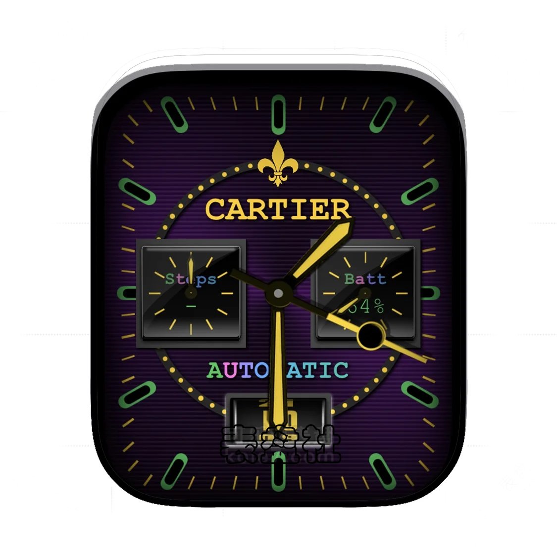 Cartier卡地亚紫底双盘式年历表盘