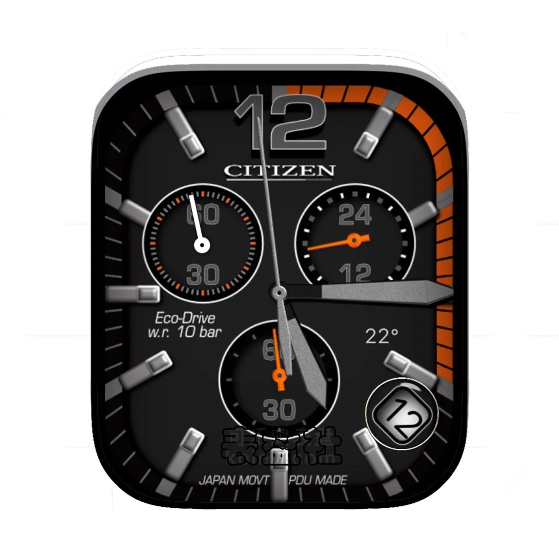 CITIZEN西铁城酷黑橙三盘式年历Ultra专用表盘