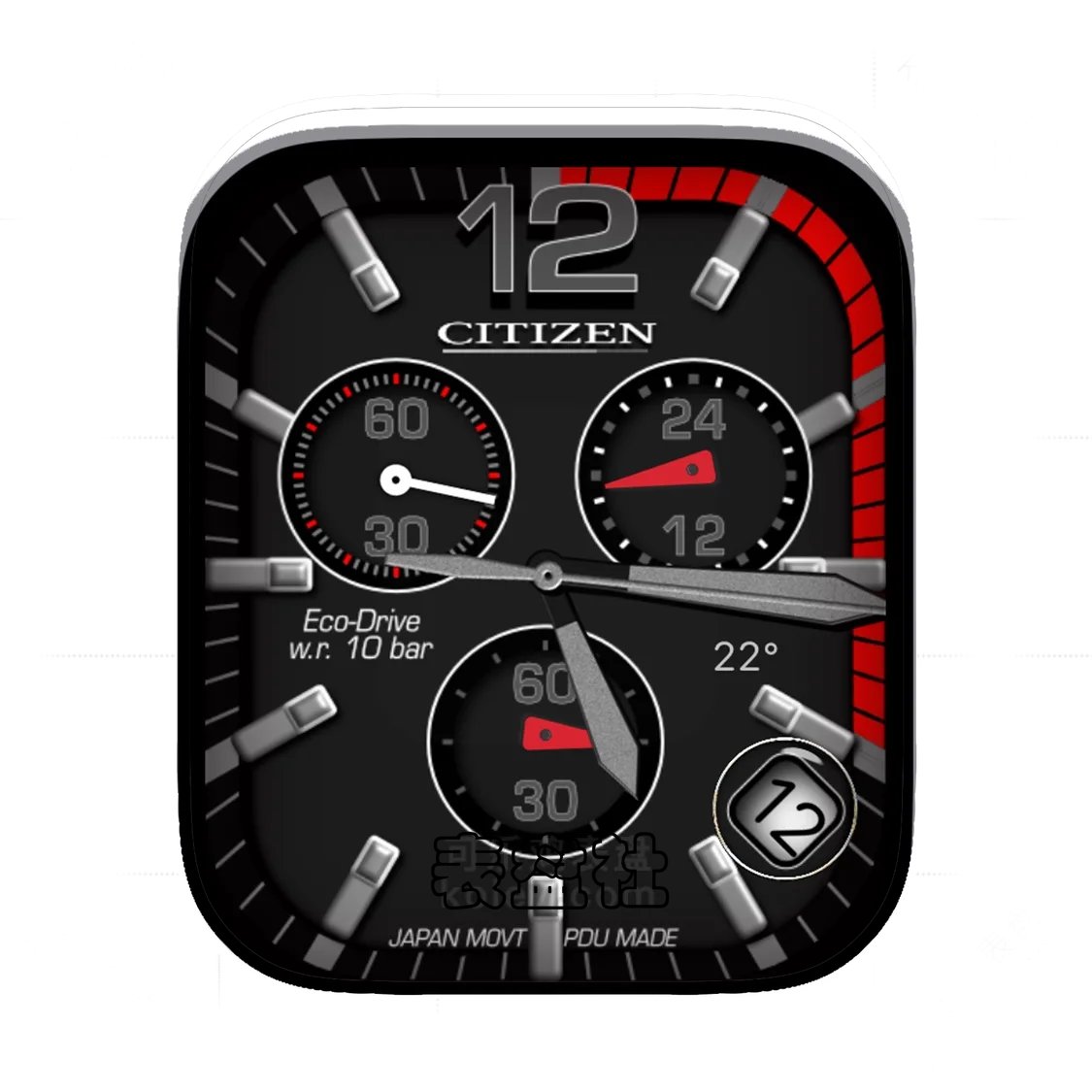 CITIZEN西铁城酷黑红三盘式年历Ultra专用表盘