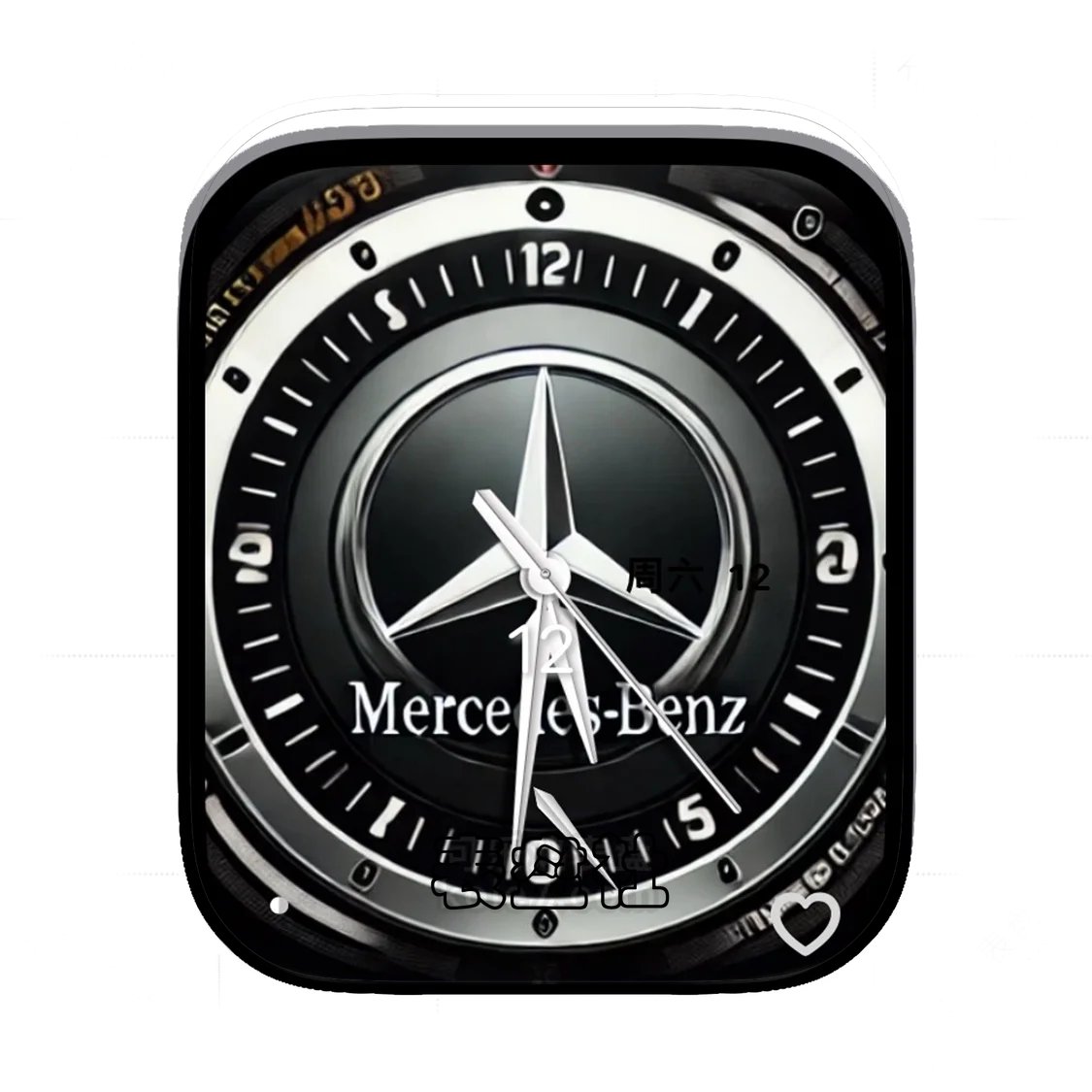 AI奔驰logo 3D金属质感简约数字表盘