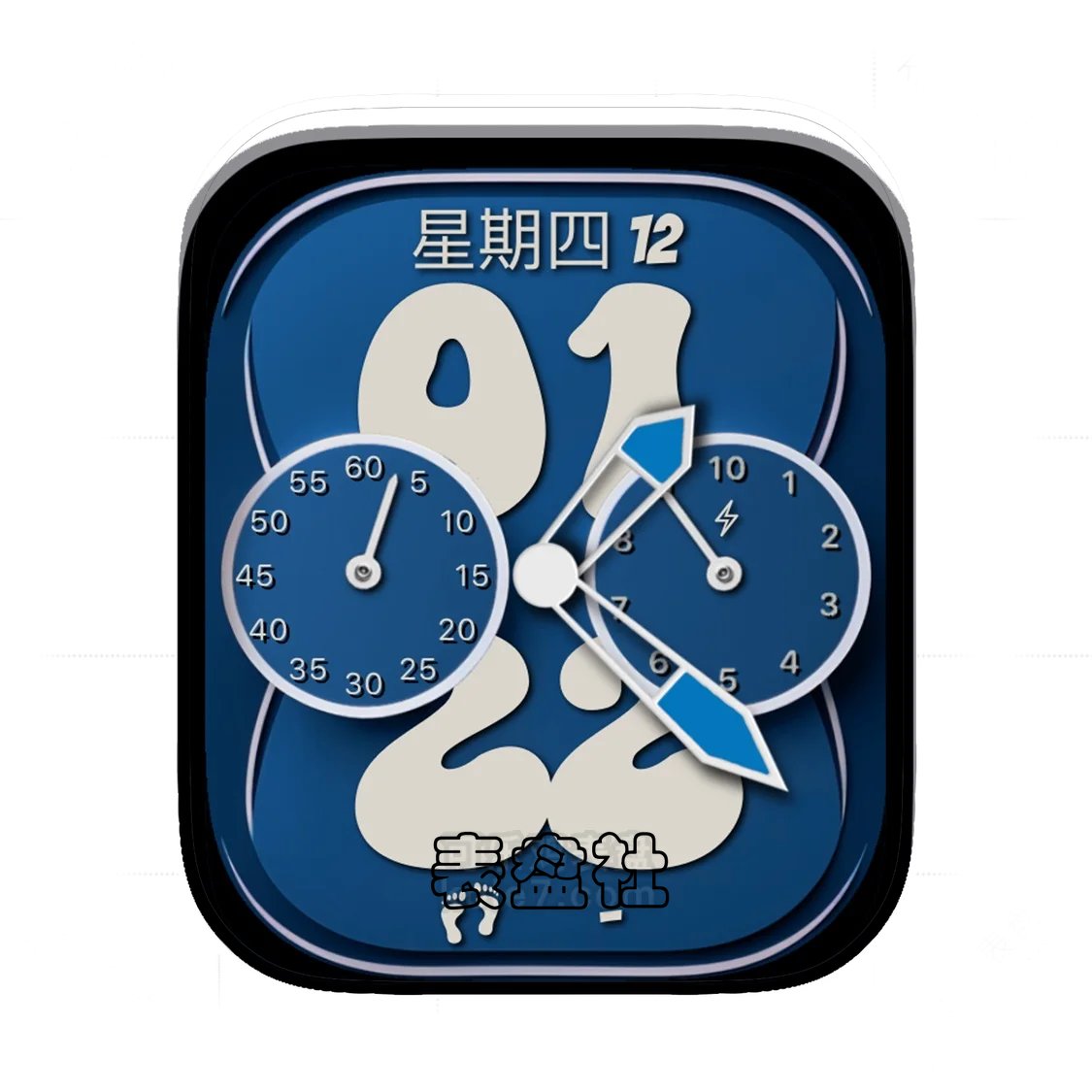 简约蓝底数字双盘式Ultra专用表盘