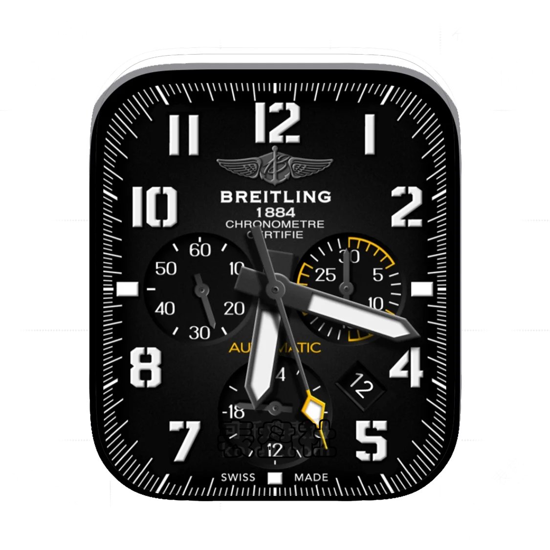 Breitling百年灵磨砂黑三盘式简约年历表盘