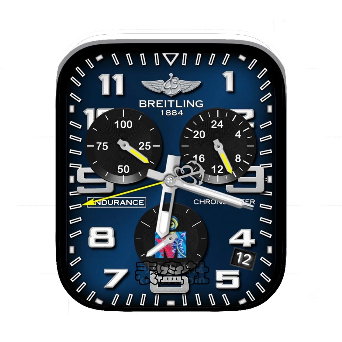 Breitling百年灵三盘式蓝底年历表盘