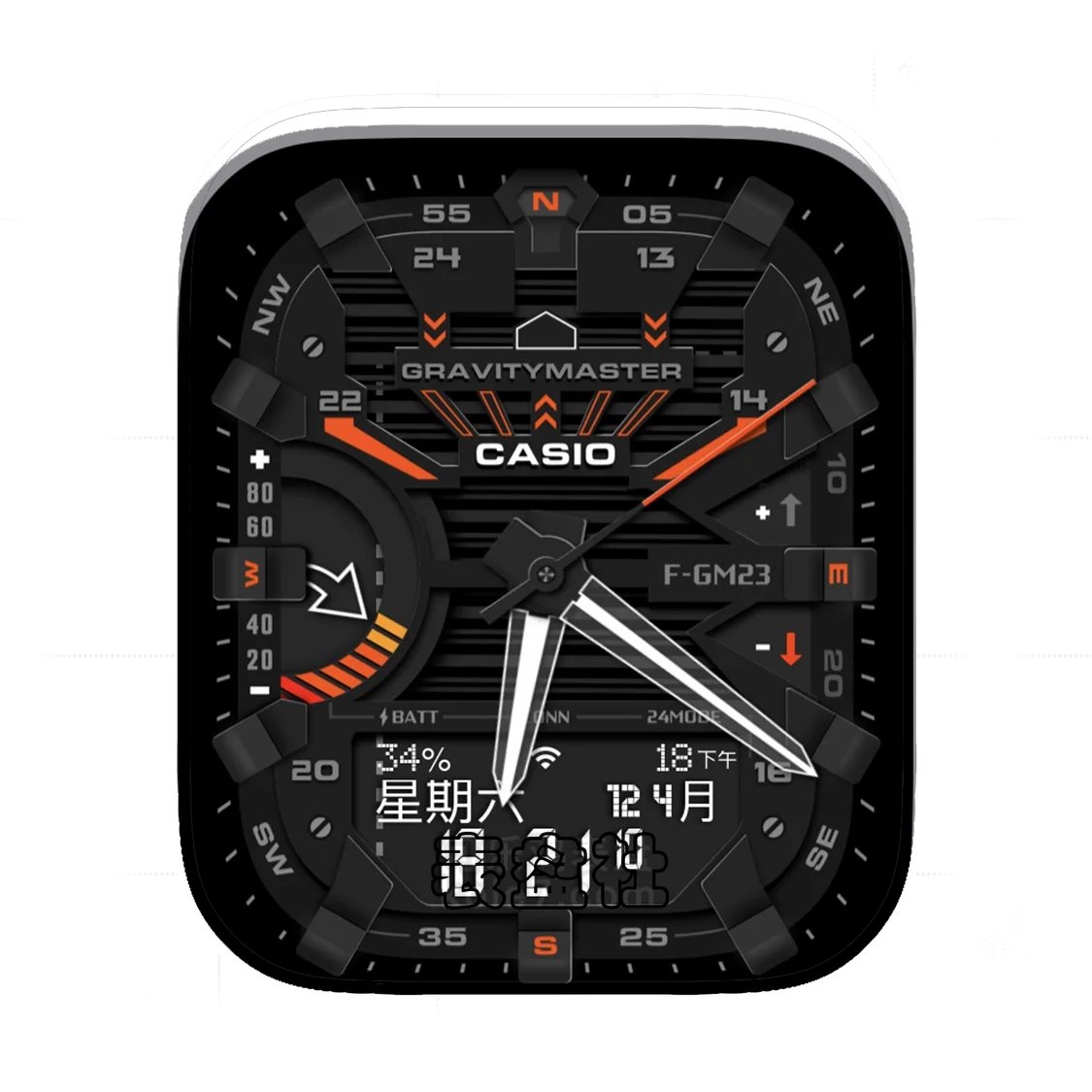 Casio卡西欧酷黑3D质感Ultra专用表盘.clock&clock2 77920