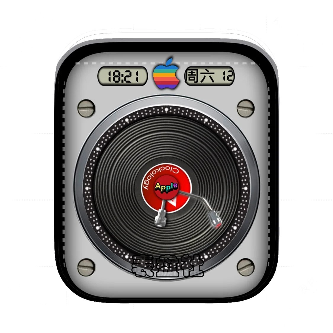 Apple经典logo简约白底留声机表盘