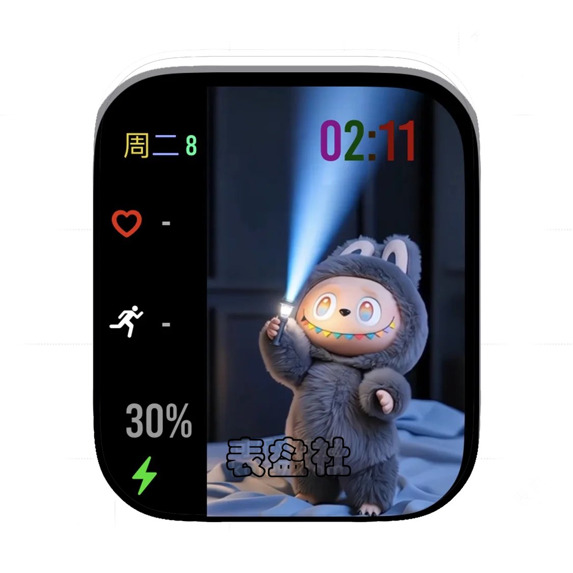 LABUBU手提电筒的毛绒拉布布表盘