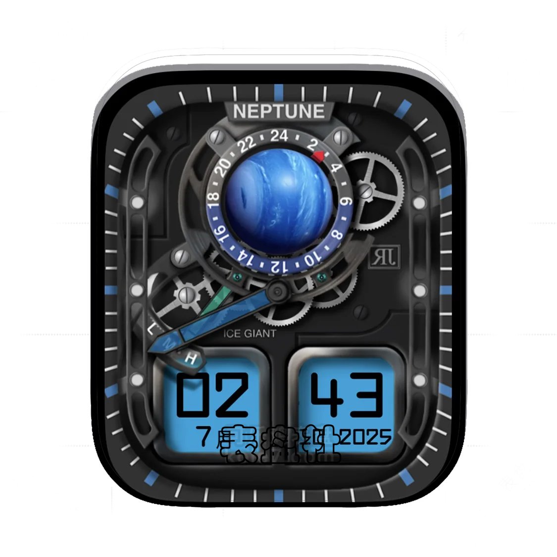 RJ炫酷金属齿轮简约数字Ultra专用表盘.clock&clock2 78084