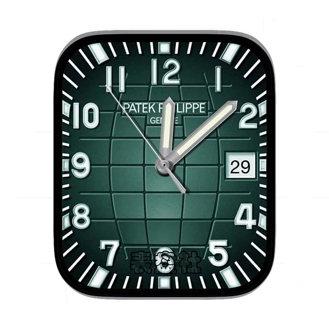 Patek Philippe百达翡丽简约绿底数字年历表盘