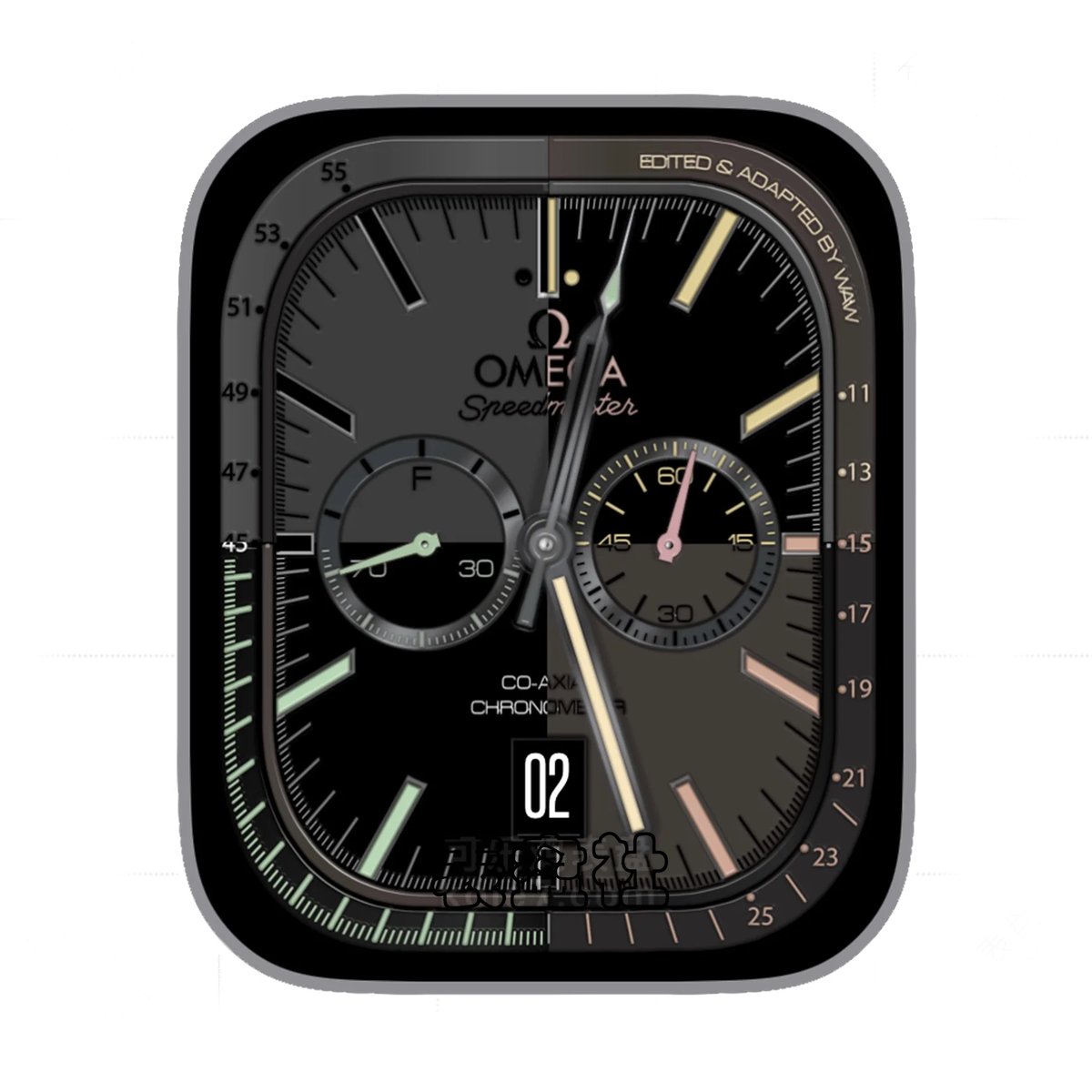 Omega欧米茄灰黑拼块双盘式年历Ultra专用表盘