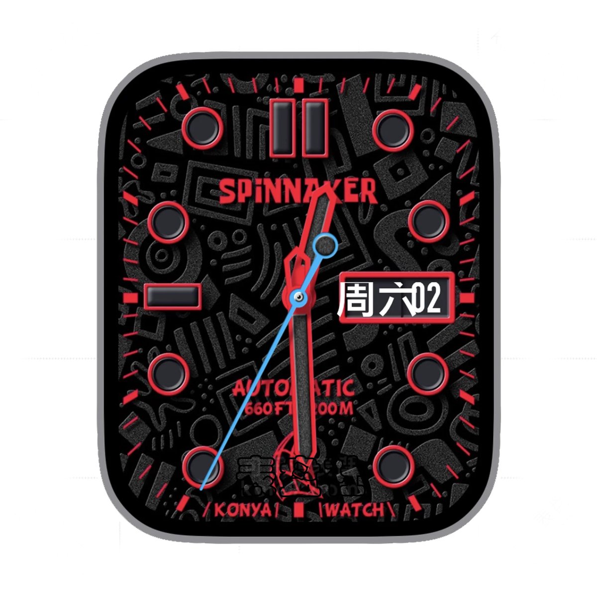 Spinnaker酷黑红色简约Ultra专用表盘.clock&clock2 78454