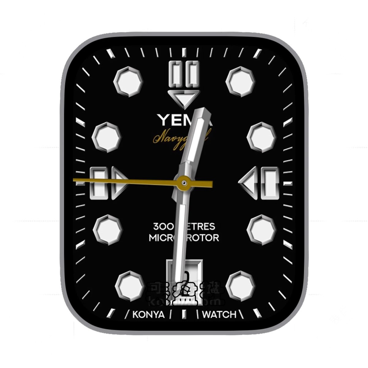 Yema野马酷黑简约年历表盘