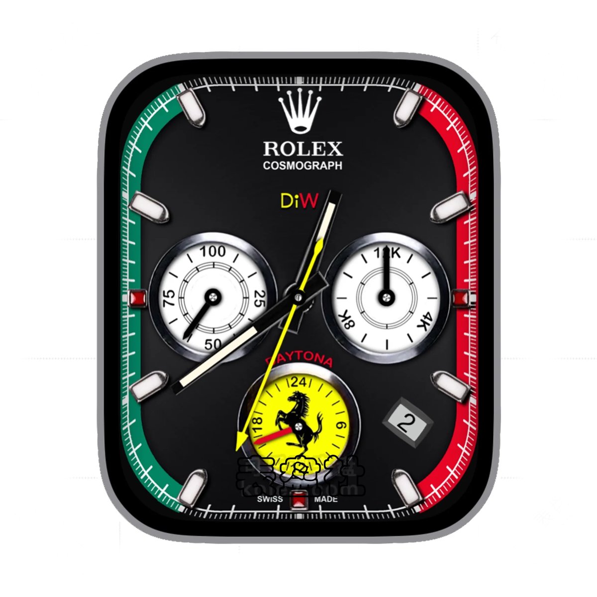 Rolex劳力士三盘式法拉利黑底Ultra专用表盘.clock&clock2 78574