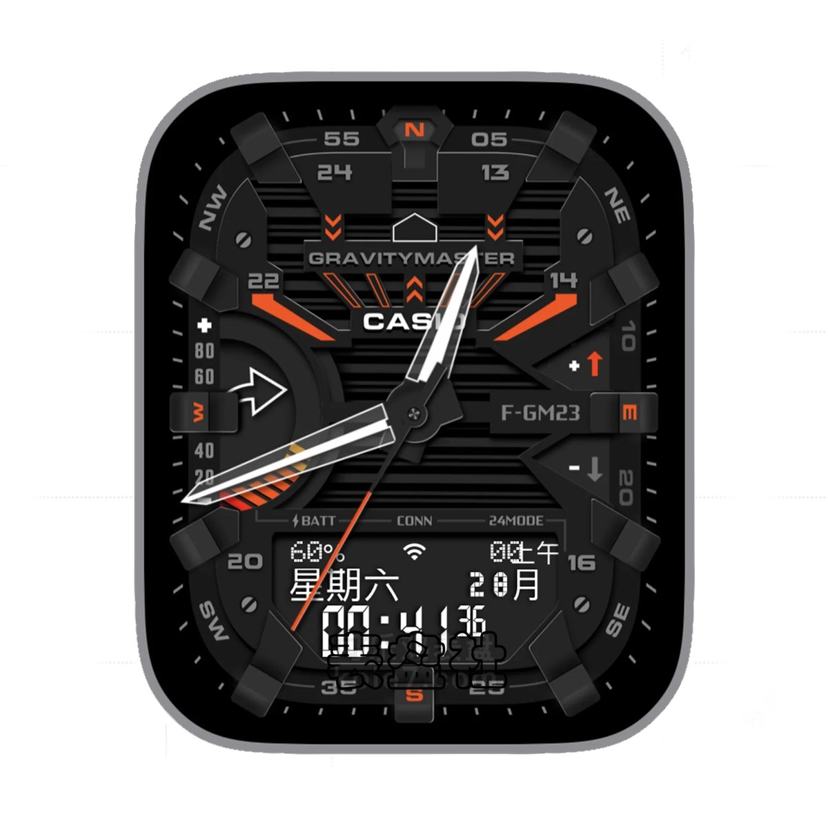 Casio卡西欧酷黑简约数字Ultra专用表盘