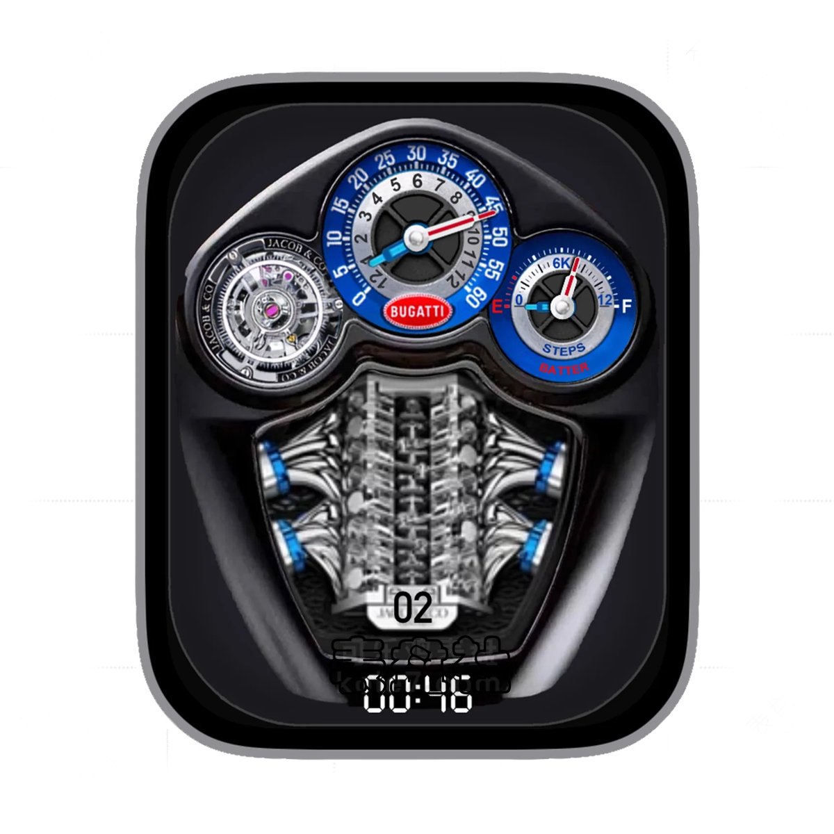 Jacob＆Co. Bugatti Chiron 16缸机械陀飞轮Ultra专用表盘.clock&clock2 78616