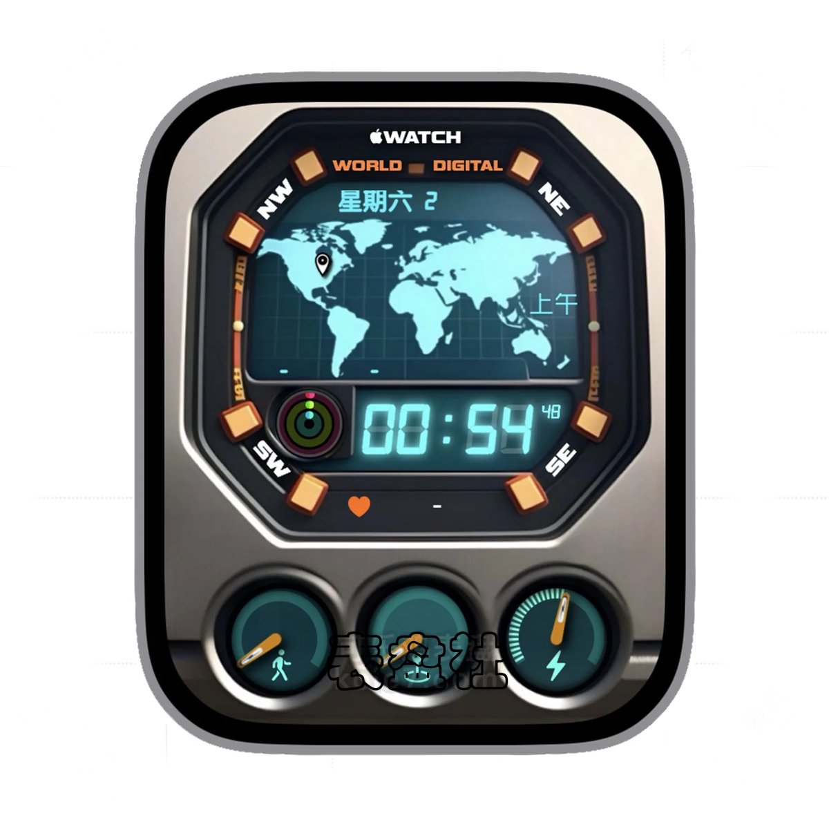 Apple玫瑰金3D质感世界地图Ultra专用表盘