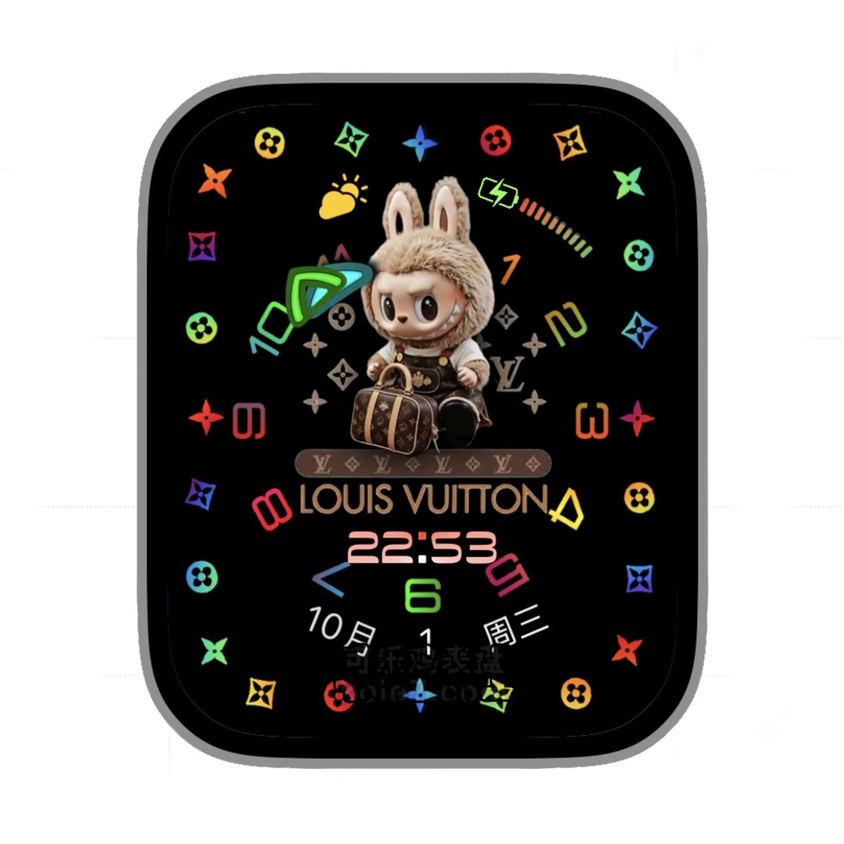 LV路易威登&拉布布五彩霓虹灯复杂功能表盘.clock&clock2 78953