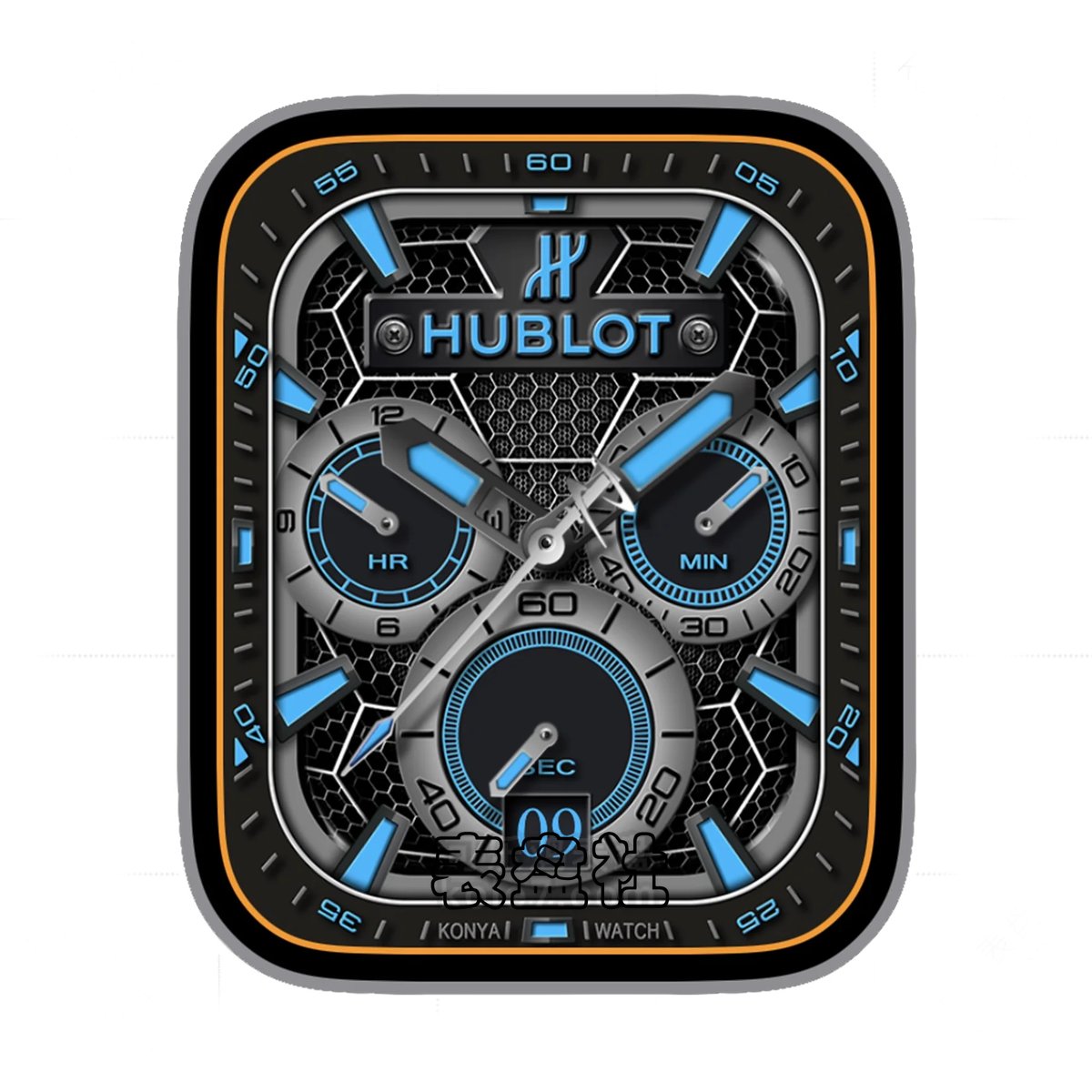 HUBLOT宇舶蜂窝孔三盘式蓝色表盘.clock&clock2 79195