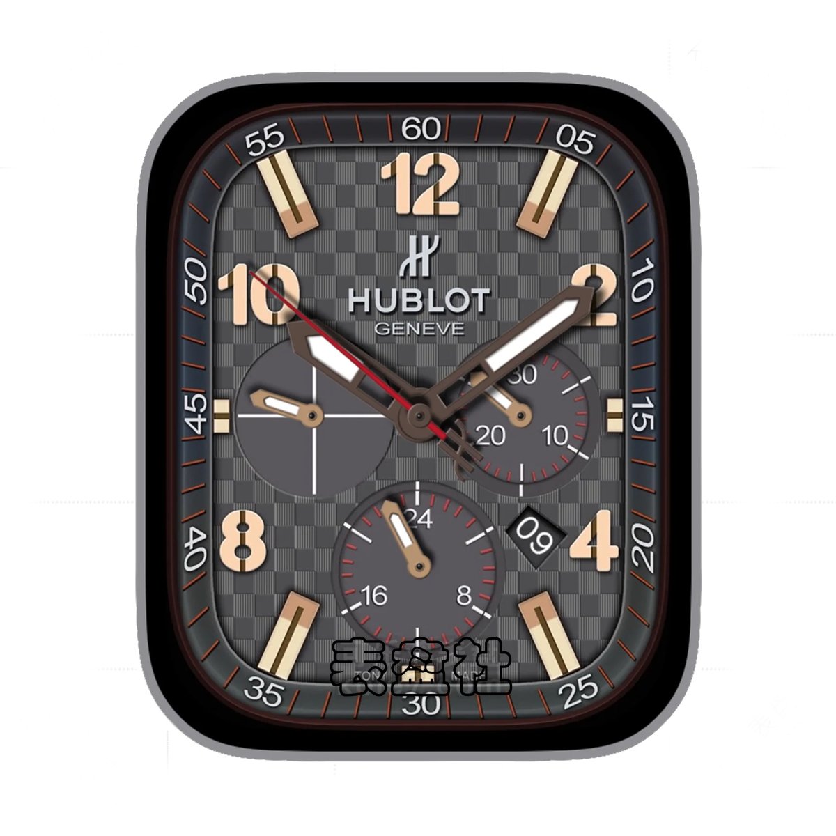HUBLOT宇舶灰黑三盘式玫瑰金简约数字年历ultra专用表盘.clock&clock2 79231