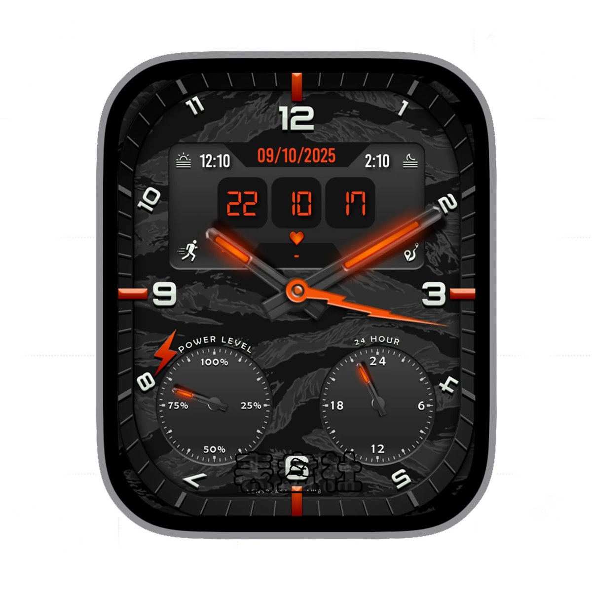 酷黑大理石纹理双盘式ultra专用表盘.clock&clock2 79243