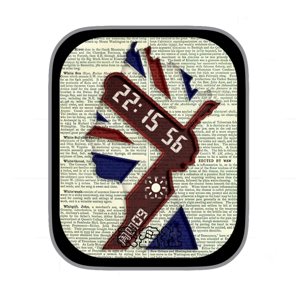 抽象英文报纸女王形象ultra专用表盘.clock&clock2 79371