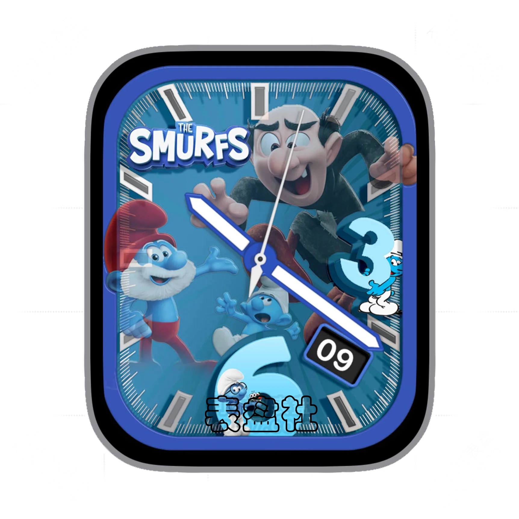 Smurfs魔法蓝精灵简约数字年历ultra专用表盘.clock&clock2 79443