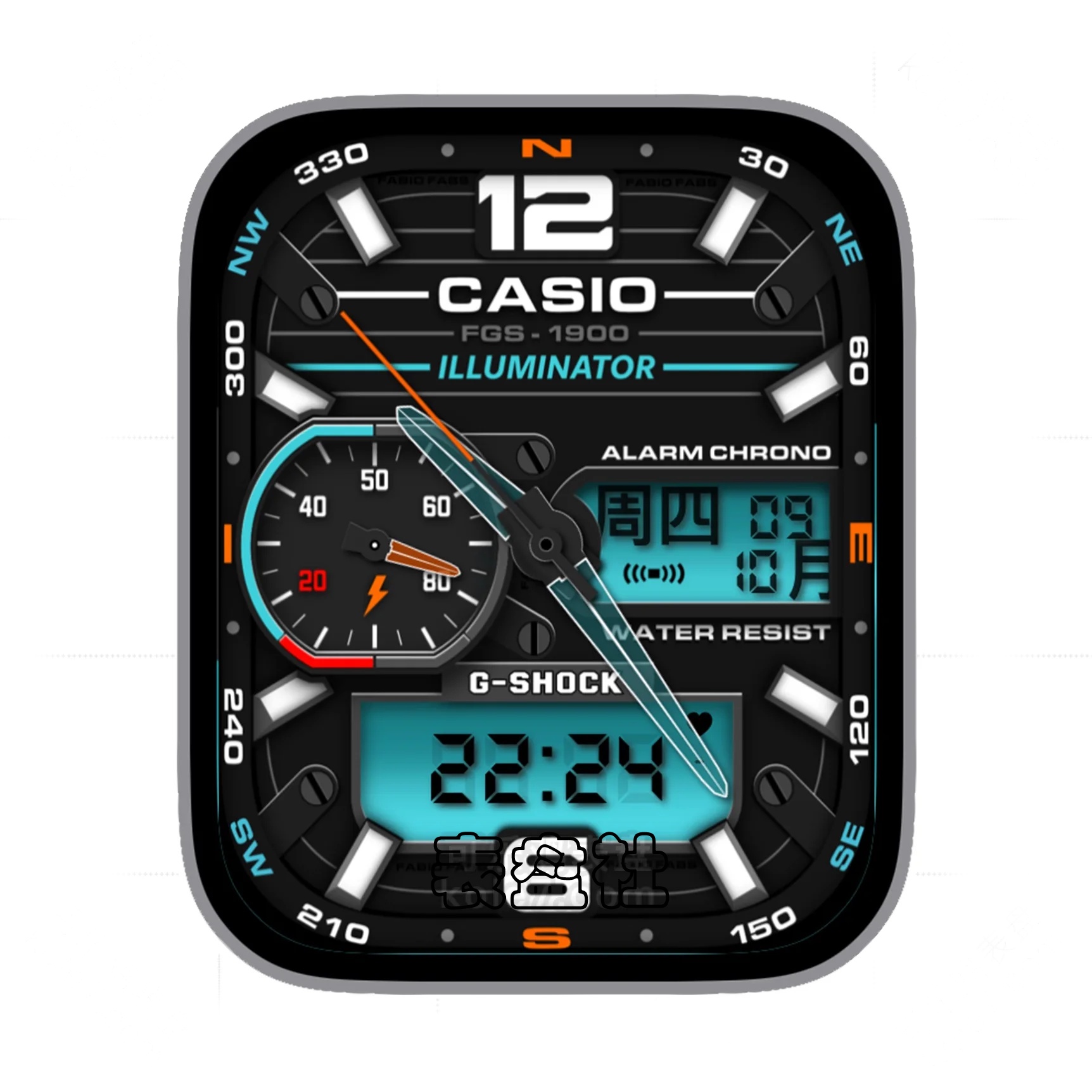 Casio卡西欧高级电子数字ultra专用表盘.clock&clock2 79463