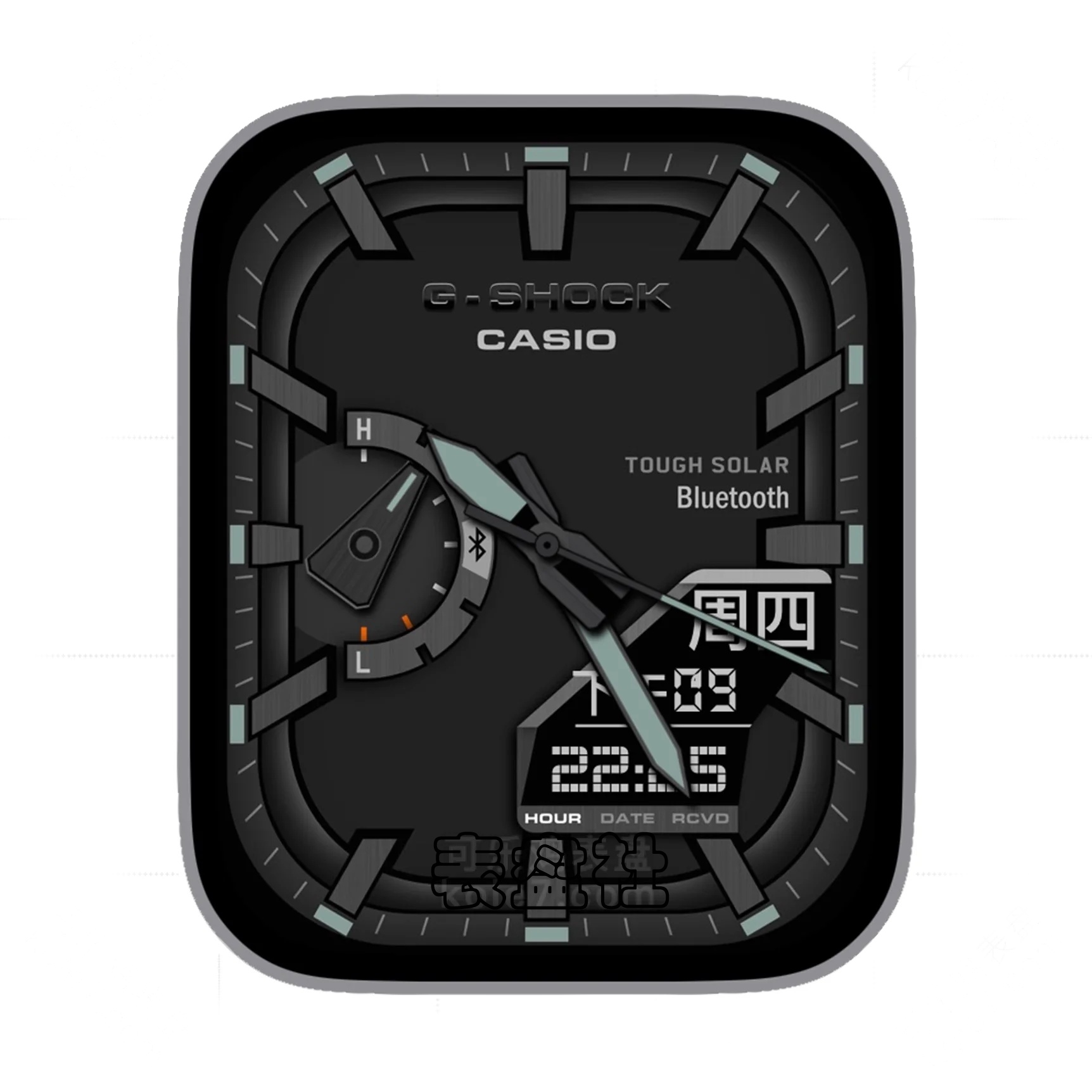 Casio卡西欧酷黑昼夜随机切换简约数字ultra专用表盘.clock&clock2 79475