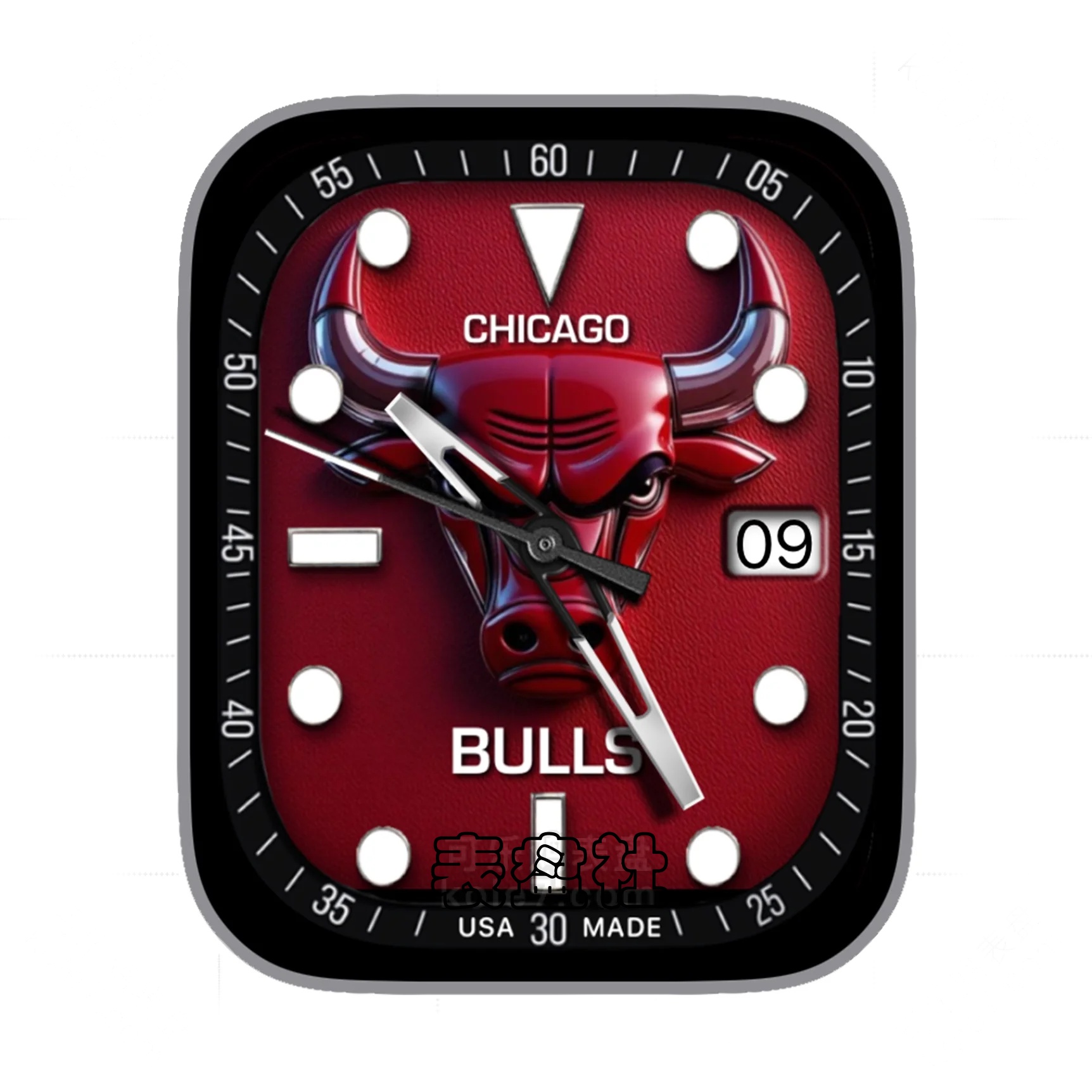CHICAGO BULLS芝加哥3D质感公牛队logo年历ultra专用表盘.clock&clock2 79487