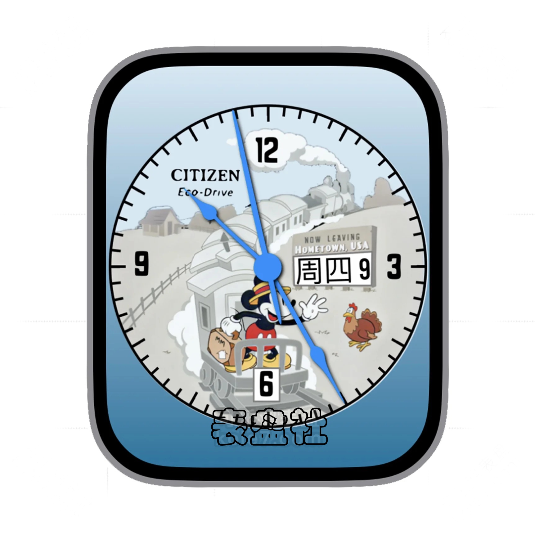 CITIZEN西铁城米奇开火车简约数字ultra专用表盘.clock&clock2 79491