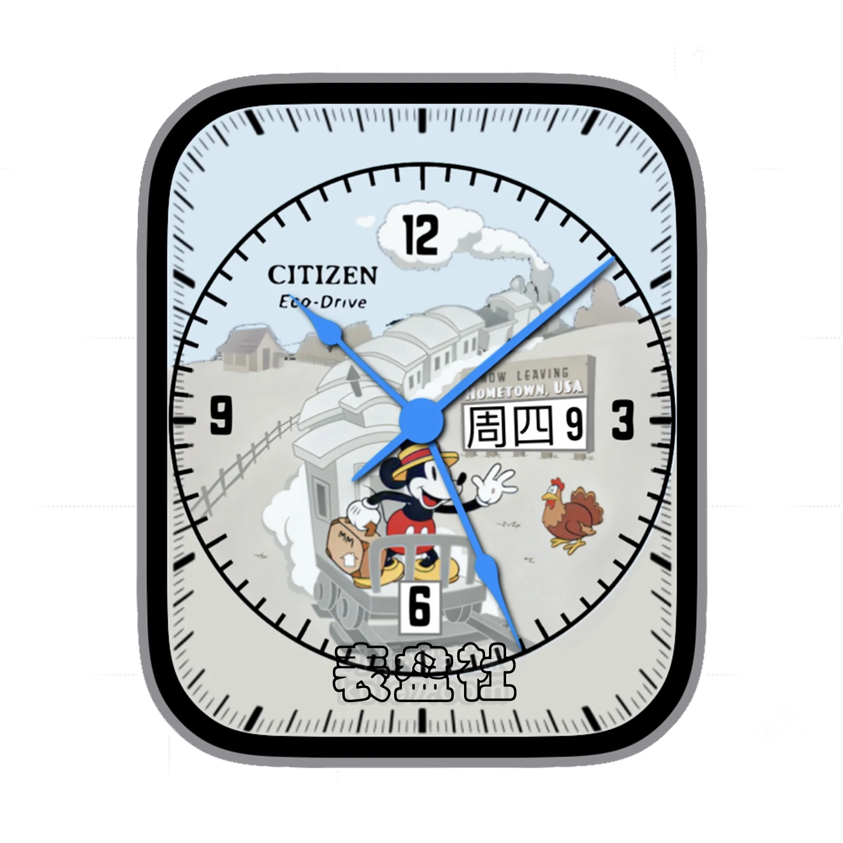 CITIZEN西铁城米奇开火车简约数字ultra专用表盘.clock&clock2 79495